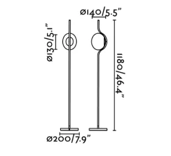 Lampadaire, LE VITA, dimmable , noir, LED, 2700K, 570lm, Ø20cm, H118cm - FARO