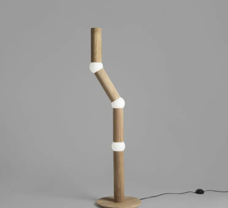 Lampadaire, Lightbone, chêne, LED, 2700K, 200 lm, Ø31,8cm, H124,3cm - Oblure