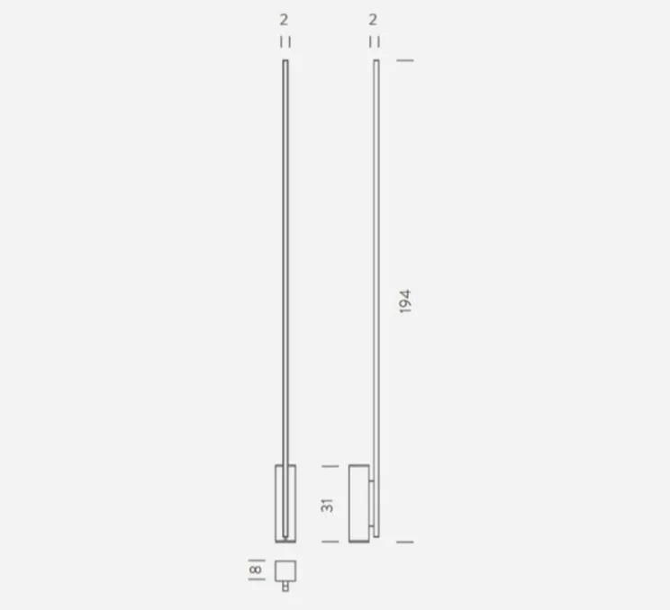 Lampadaire, Linescapes, noir, LED, 3000K, 4560lm, dimmable, L8cm, H192cm - Nemo Lighting
