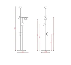 Lampadaire, Linfa 565.65, or chaud, IP40, LED, dim, 2700K, 1750 lm, Ø46cm, H176cm - Tooy