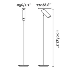 Lampadaire, liseuse, Link, noir, LED, Ø20cm, H110cm - Faro