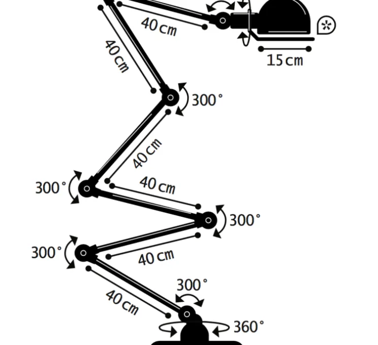 Lampadaire, Loft D9406, 6 bras, moutarde, L240cm, H240cm - Jieldé