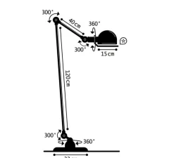 Lampadaire, Loft D1240, 2 bras, vert olive, Ø33cm, H160cm - Jieldé