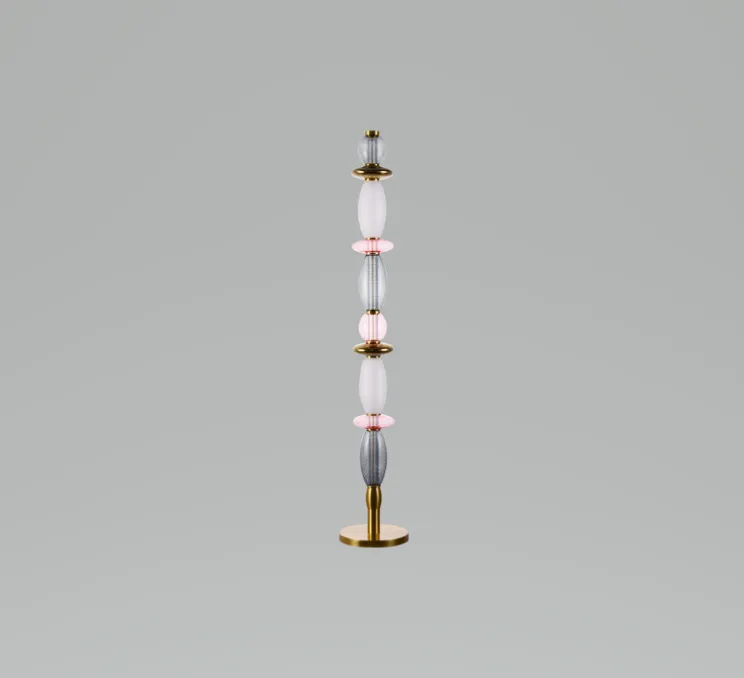 Lampadaire, Léonor, rose, doré miroir, fumé, Ø25cm, H145cm - Elements lighting