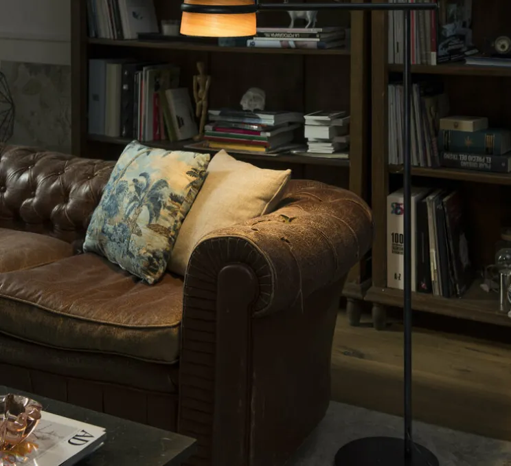 Lampadaire, LOOP, bois, noir, LED, L65cm, H125cm - Faro