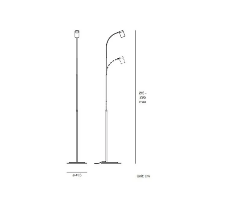 Lampadaire, Luxsi Floor, Noir, blanc carrara, LED, 2700K, 3300 lm, Ø41,5cm, H295cm - Lumen Center Italia
