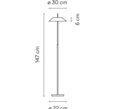 Lampadaire, Mayfair, orange, LED, 2700K, 484lm, Ø30cm, H147cm - Vibia