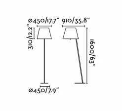 Lampadaire, MOMA-2, noir, Ø45cm, H160cm - Faro