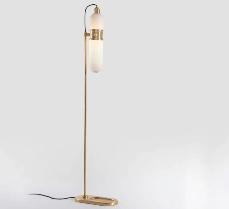 Lampadaire, occulo, laiton brossé, L15cm, H140cm - Bert Frank