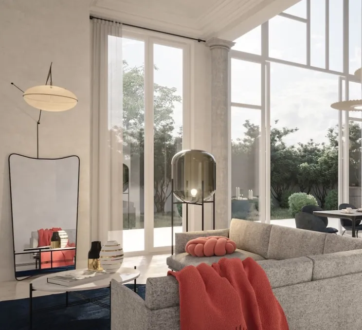 Lampadaire, Oda Big, verre fumé, gris, H140cm - PULPO