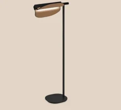 Lampadaire, Omma, blanc naturel, structure noire, LED, dim, 3000K, 560 lm, L35cm, H114cm - LZF