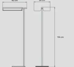 Lampadaire, Omma, blanc naturel, structure noire, LED, dim, 3000K, 560 lm, L35cm, H114cm - LZF