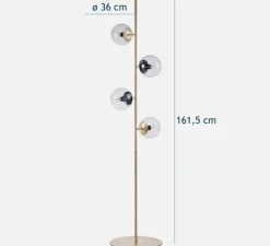 Lampadaire, Orb, Laiton, transparent, Ø36cm, H161,5cm - Bolia
