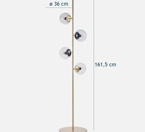 Lampadaire, Orb, Laiton, transparent, Ø36cm, H161,5cm - Bolia