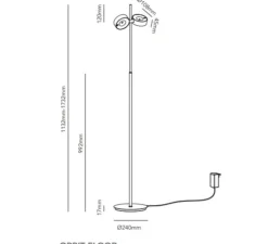 Lampadaire, Orbit Floor, laiton, LED, dim, 2700K, 2250 lm, H99,2cm - Light Point