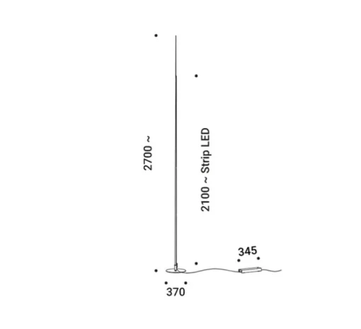 Lampadaire, Origine 490, noir mat, LED, 2700K, 3760lm, Ø37cm, H470cm - Davide Groppi