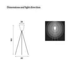 Lampadaire, Oslo Wood, noir, pied or, H165cm - Northern