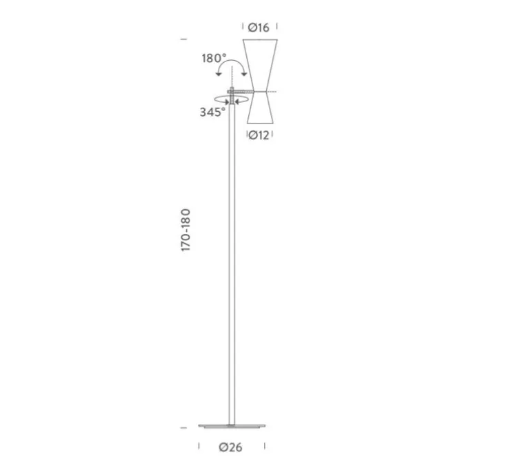 Lampadaire, Parliament, gris, blanc, Ø26cm, H180cm - Nemo Lighting