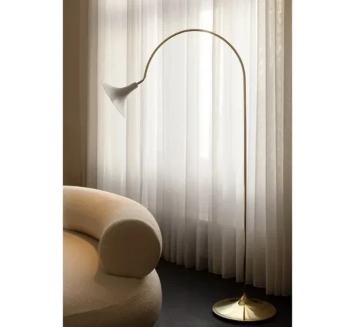 Lampadaire, Petalii, blanc, laiton poli, L105cm, H170cm - Nuura