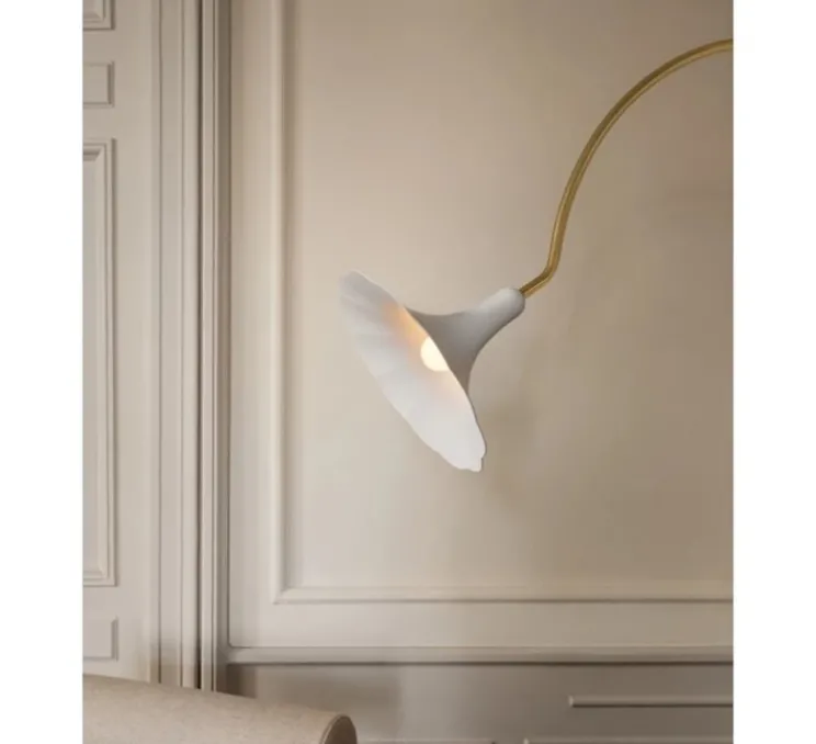 Lampadaire, Petalii, blanc, laiton poli, L105cm, H170cm - Nuura