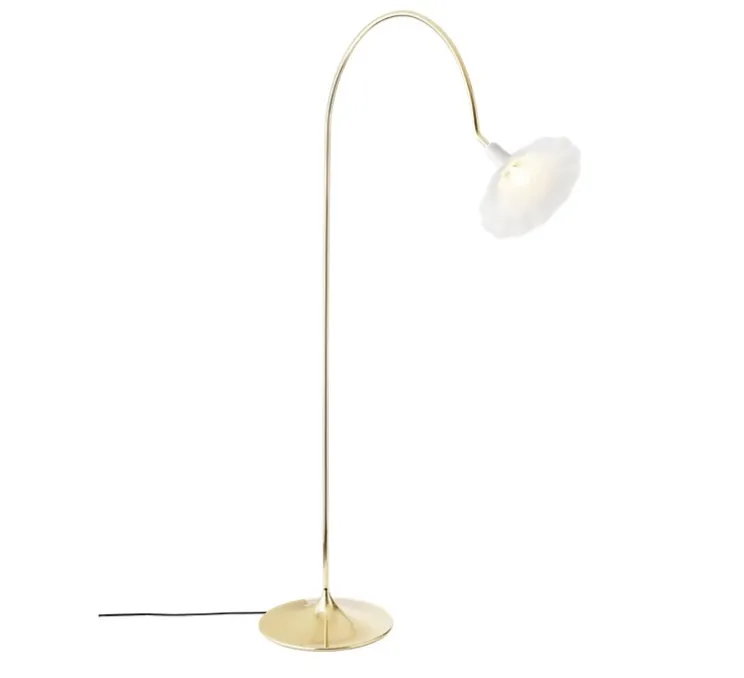 Lampadaire, Petalii, blanc, laiton poli, L105cm, H170cm - Nuura