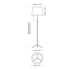 Lampadaire, Pie de Salon G1, structure chrome, ruban naturel, Ø45cm, H160cm - Santa & Cole