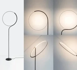 Lampadaire, Poise, noir et blanc, LED, dim, 2700k, 3600 lm, Ø55cm, H196cm - KDLN