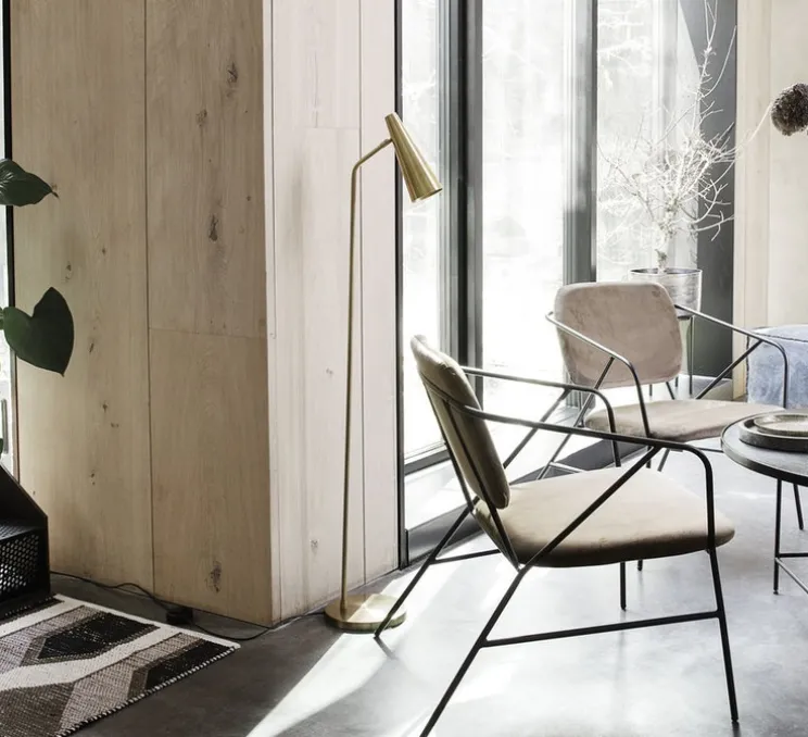Lampadaire, Precise, laiton, L21cm, H124cm - House Doctor
