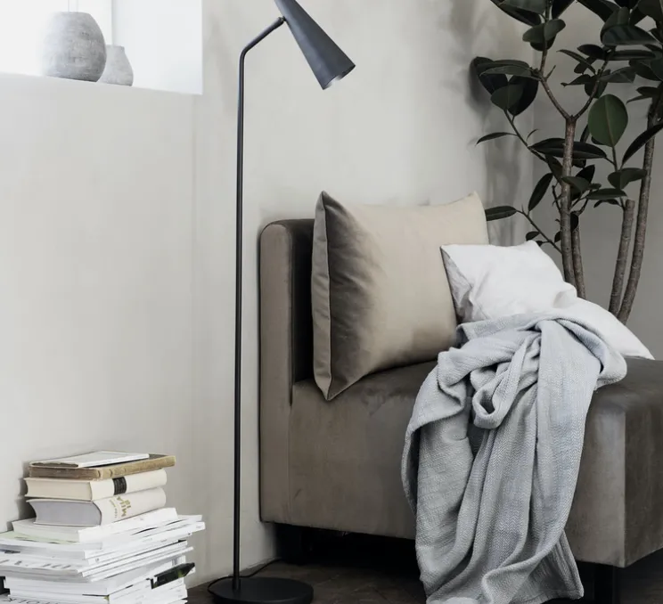 lampadaire, Precise, noir, L21cm, H124cm - HOUSE DOCTOR