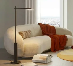 Lampadaire, Rafaela, noir mat, LED, 3000K, 1050 lm, Ø14cm, H142cm - Robin