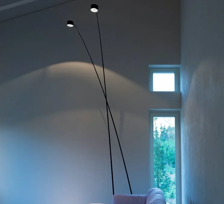 Lampadaire, Sampei 230, noir mat, LED, 2700K, 1808lm, L79,5cm, H215cm - Davide Groppi