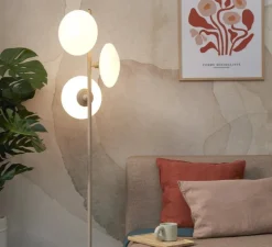 Lampadaire, Sapporo, blanc et sable, Ø32cm, H161cm - Good&Mojo