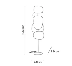 Lampadaire, Screen 70's 3L, lin bouleau, L48cm, H174cm - Market Set