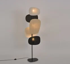 Lampadaire, Screen 70's 3L, lin, noir, L48cm, H174cm - Market Set