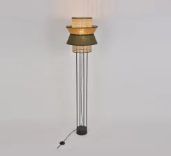 Lampadaire, Singapour Double, Kaki, curry, Ø40cm, H157cm - Market Set