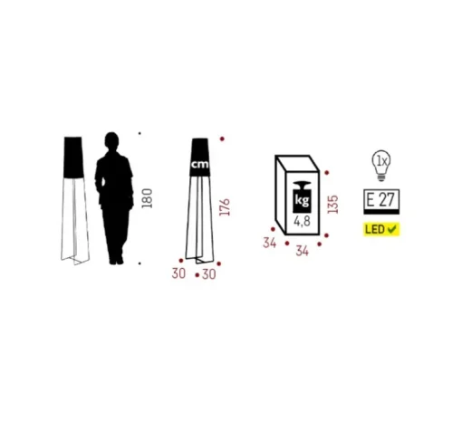 Lampadaire, Slimsophie, blanc, H176cm - Fraumaier