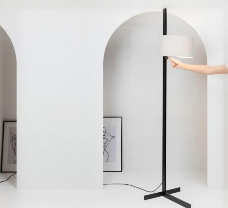 Lampadaire, Stand Up, noir, gris, Ø40cm, H175cm - Faro