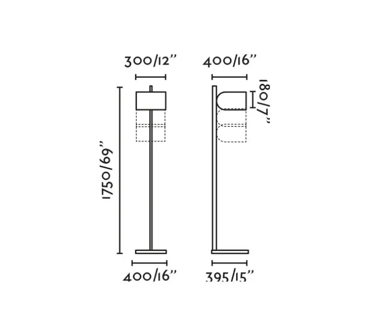 Lampadaire, Stand Up, noir, gris, Ø40cm, H175cm - Faro