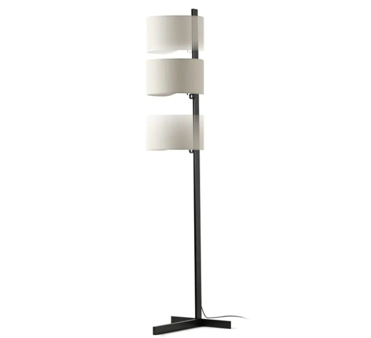 Lampadaire, Stand Up, noir, lin naturel, Ø40cm, H175cm - Faro