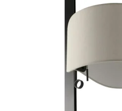 Lampadaire, Stand Up, noir, lin naturel, Ø40cm, H175cm - Faro