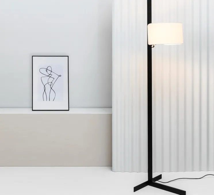 Lampadaire, Stand Up, noir, blanc, Ø40cm, H175cm - Faro