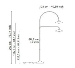 Lampadaire, Standing Lamp marble N°3, noir, L34cm, H200cm - Valerie_Objects