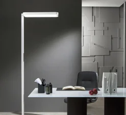 Lampadaire, Stewart, blanc, LED, dim, 5000K, 5756 + 5635 lm, L60cm, H199,5cm - Nedgis