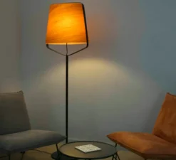 Lampadaire, STOOD, bois, noir, LED, Ø51cm, H182cm - Faro