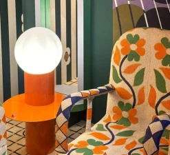 Lampadaire, Sœur, table, orange, RAL 2017, L22cm, H90cm - Laurence du Tilly