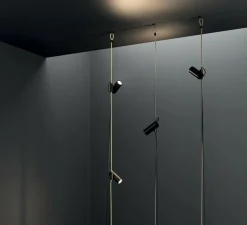 Lampadaire suspendu, Cima, noir, argent, Ø6cm, H34cm - Lodes