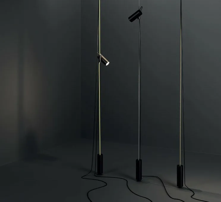 Lampadaire suspendu, Cima, noir, argent, Ø6cm, H34cm - Lodes