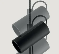Lampadaire suspendu, Cima, noir, argent, Ø6cm, H34cm - Lodes