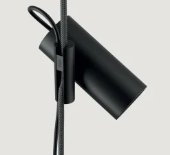 Lampadaire suspendu, Cima, noir, argent, Ø6cm, H34cm - Lodes