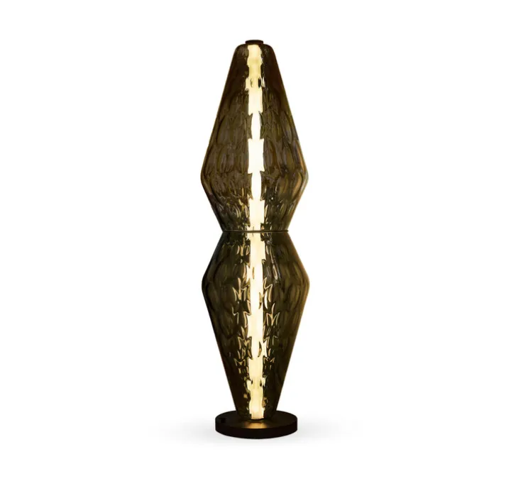 Lampadaire, The Palazzo, noir, verre fumé optique, LED, dim, 2700K, lm, Ø35cm, H123,5cm - Rubn